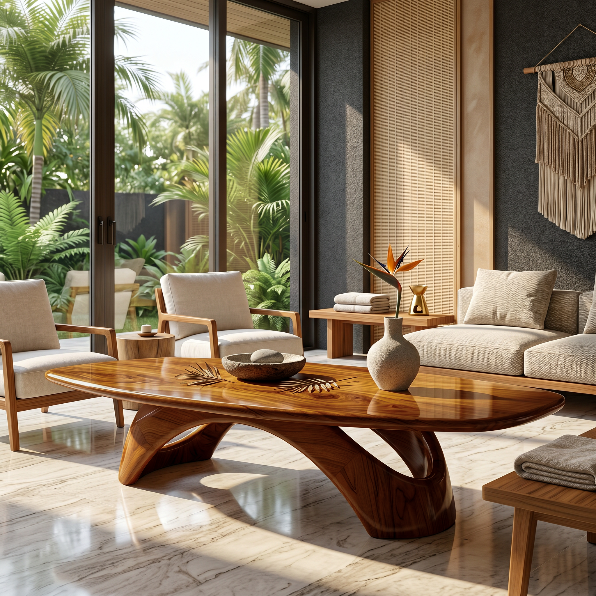Rustic Coffee Table With Sculptural Wooden Base For Living Room - view 6 of 8