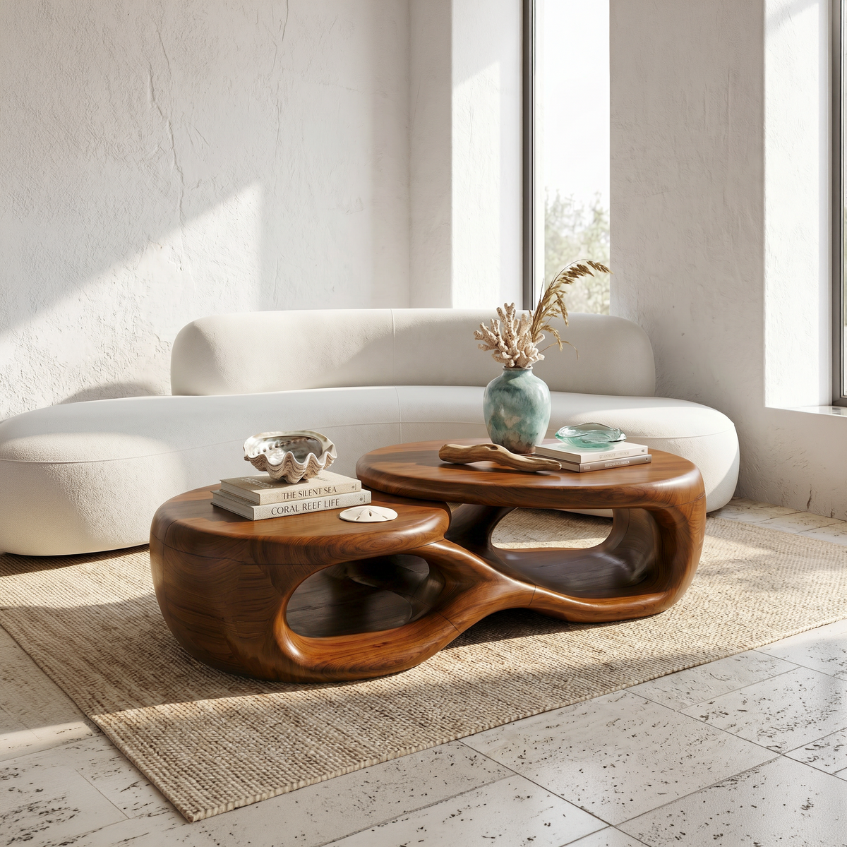 Organic Coffee Table With Sculptural Open Form Design For Living Room - view 6 of 8