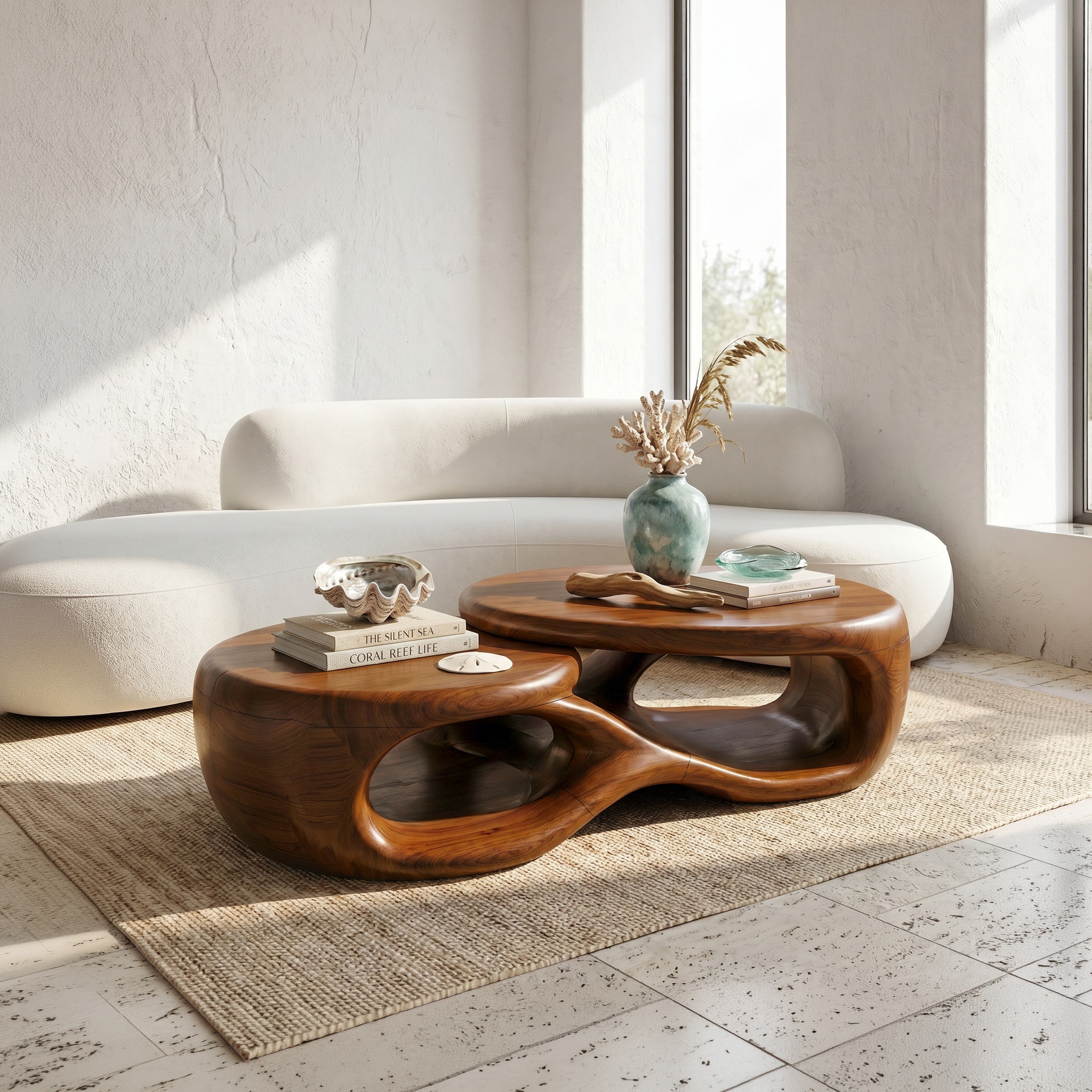 Organic Coffee Table With Sculptural Open Form Design For Living Room - view 6 of 8
