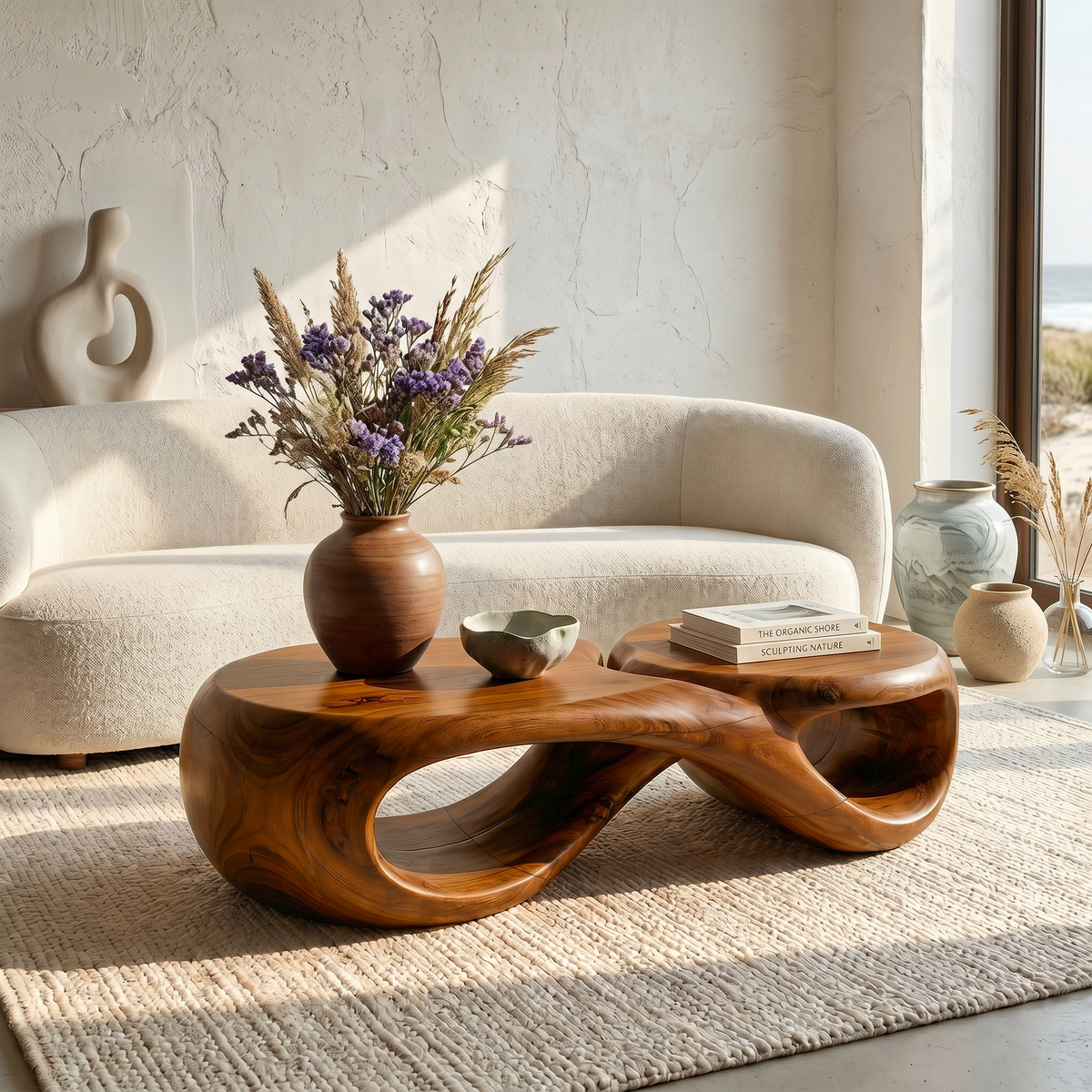 Handcrafted Coffee Table With Sculptural Curved Design For Living Room - view 6 of 8