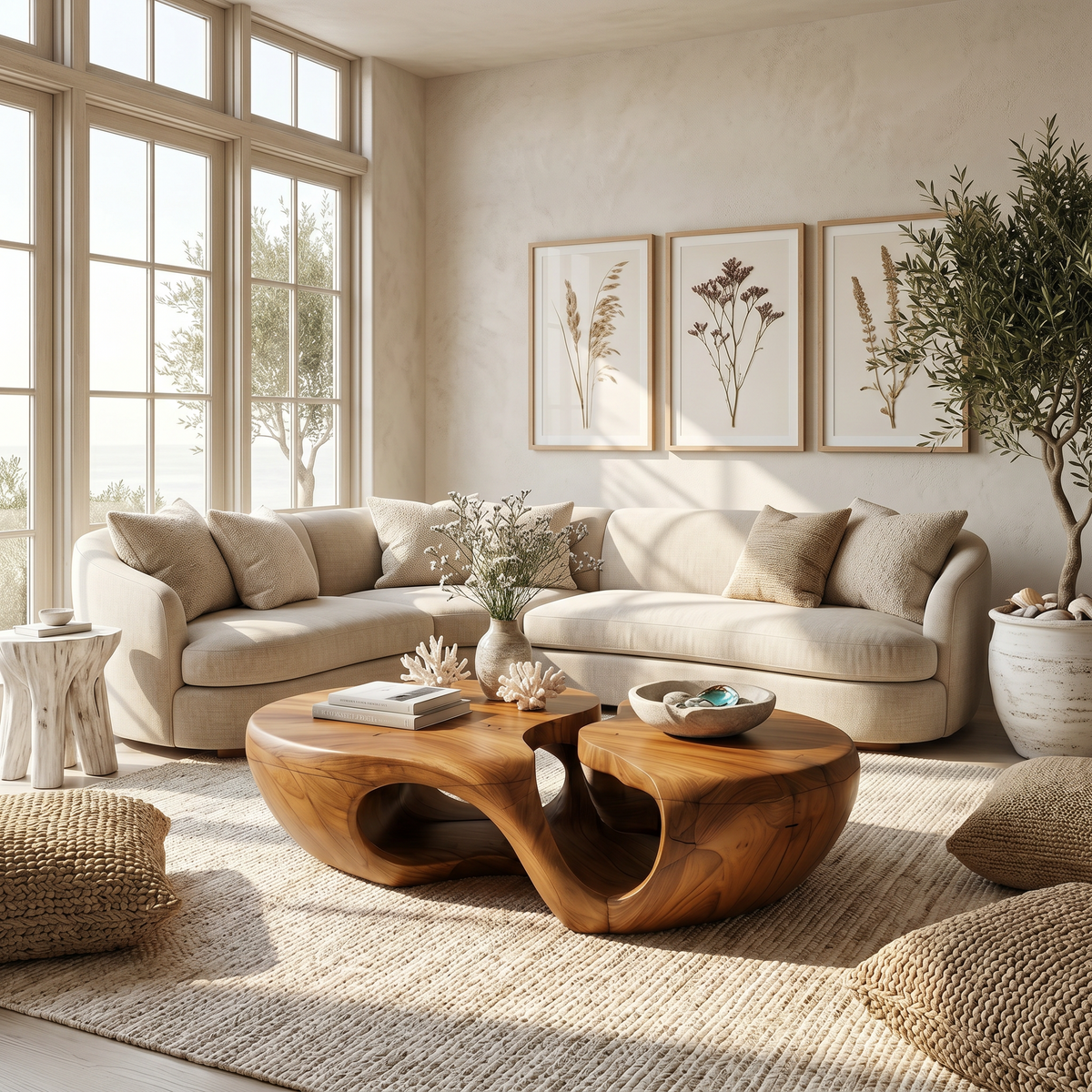 Nature Inspired Coffee Table With Artistic Open Base Design For Living Room - view 6 of 8
