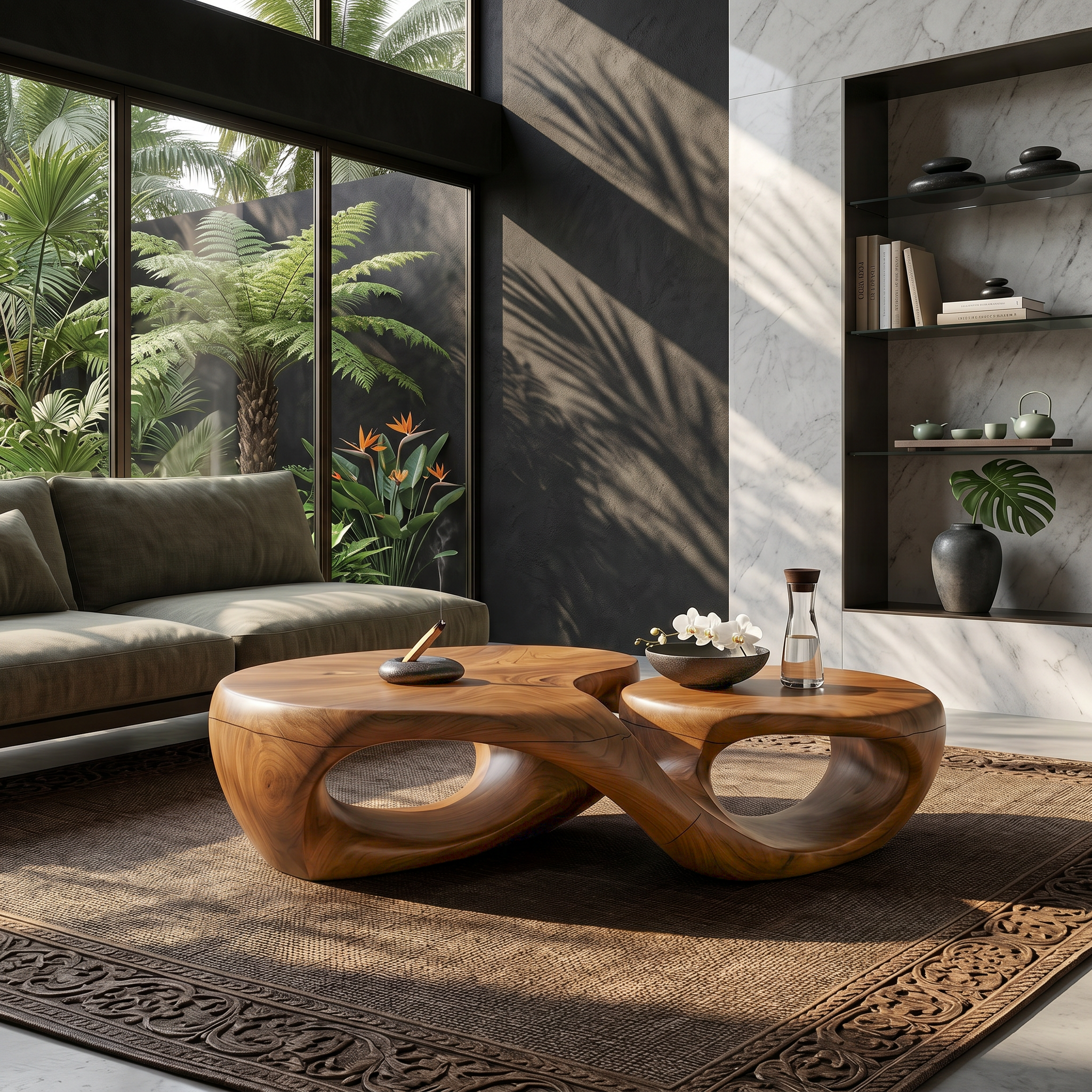Organic Coffee Table With Sculptural Hollow Design For Living Room - view 6 of 8