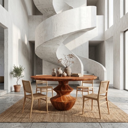 Modern Foyer Table With Sculptural Solid Wood Pedestal Base For Entryway - view 6 of 8