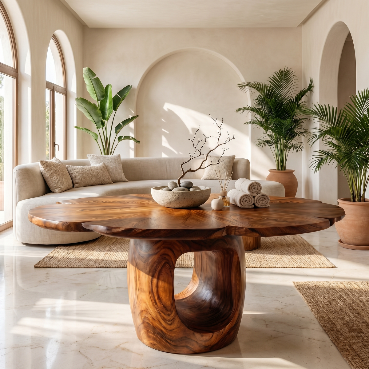 Organic Foyer Table With Sculptural Open Pedestal Base For Hallway - view 6 of 8
