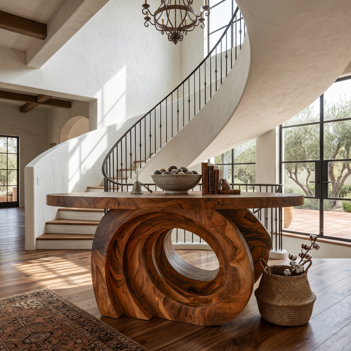 Organic Foyer Table With Pedestal Base For Entryway And Hallway - view 6 of 8