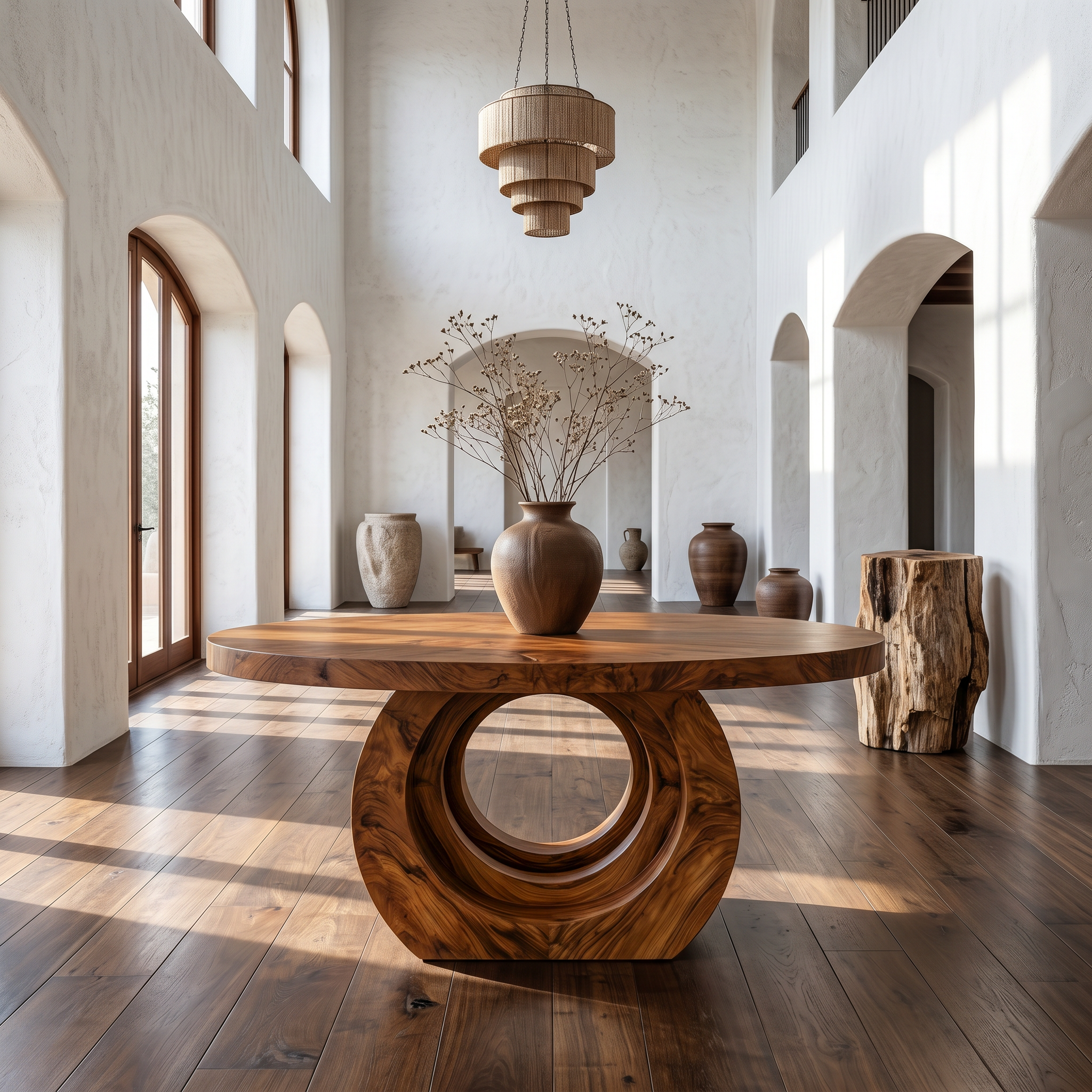 Contemporary Round Foyer Table With Sculptural Open Ring Base For Entryway And Hallway - view 6 of 8