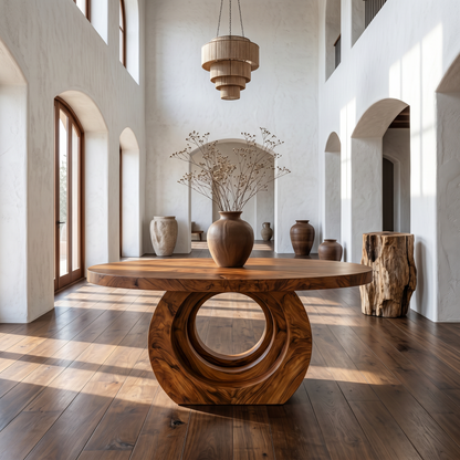Contemporary Round Foyer Table With Sculptural Open Ring Base For Entryway And Hallway - view 6 of 8