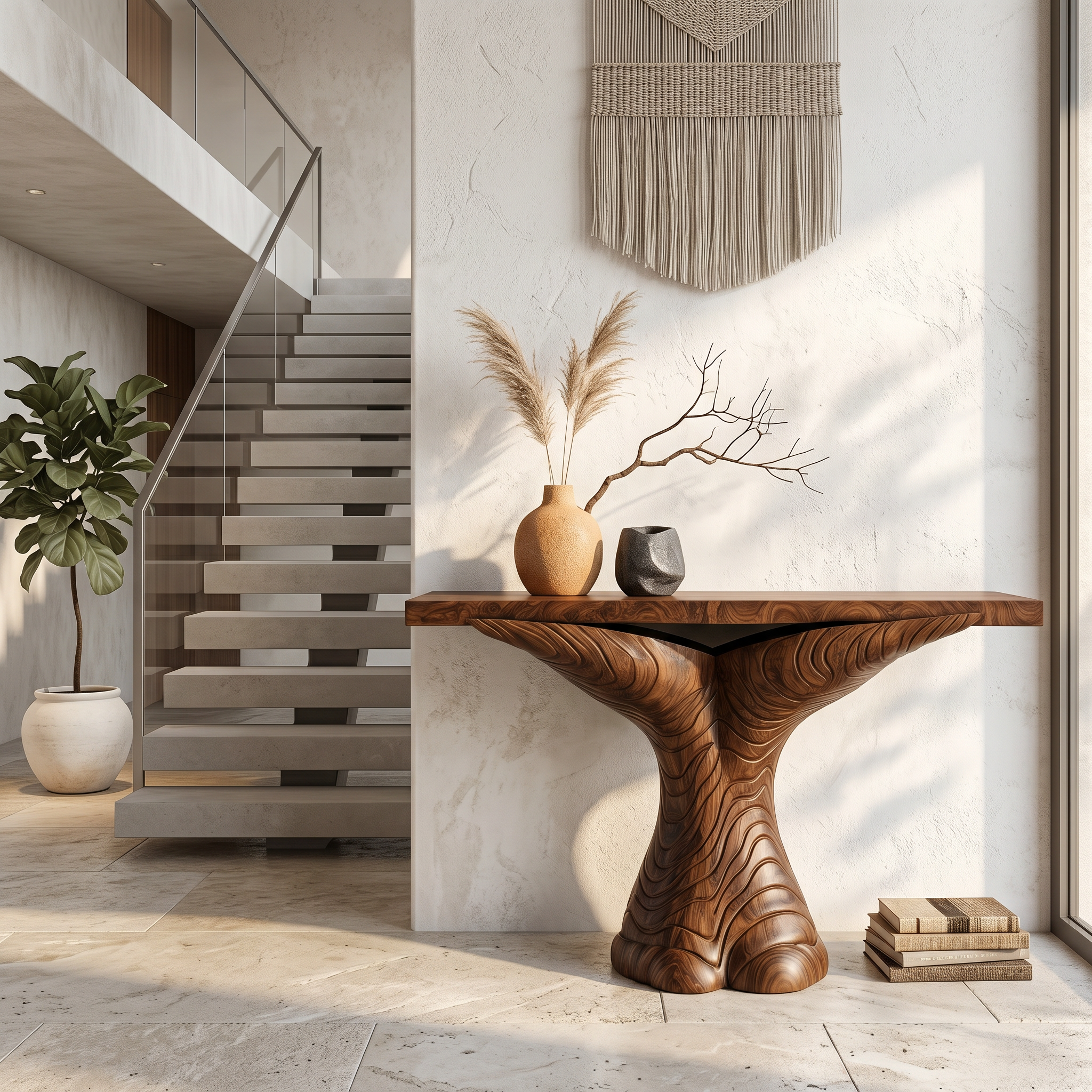 Organic Console Table With Sculptural Ribbon Form For Entryway - view 6 of 8