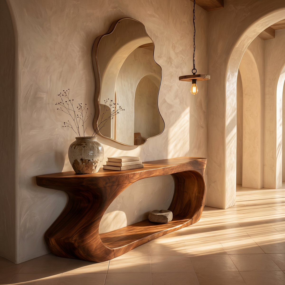 Modern Console Table With Sculptural Circular Form For Entryway - view 6 of 8