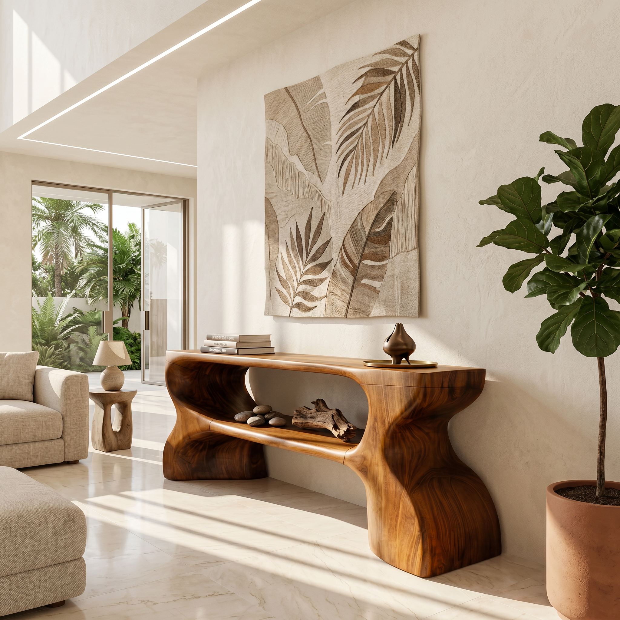 Contemporary Console Table With Architectural Curved Design For Entryway - view 6 of 8