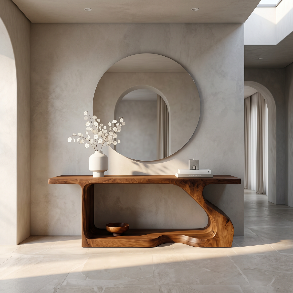 Modern Console Table With Sculptural Curved Form For Entryway - view 6 of 8