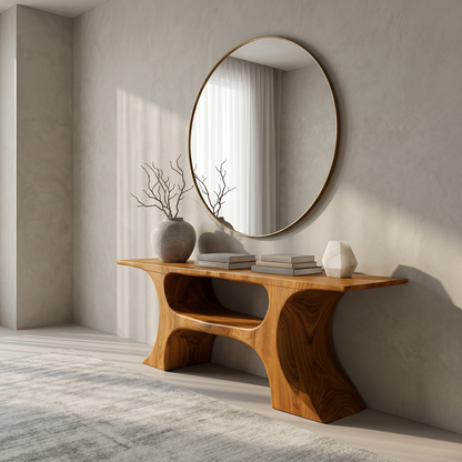 Modern Console Table With Soft Geometric Form For Living Room - view 6 of 8