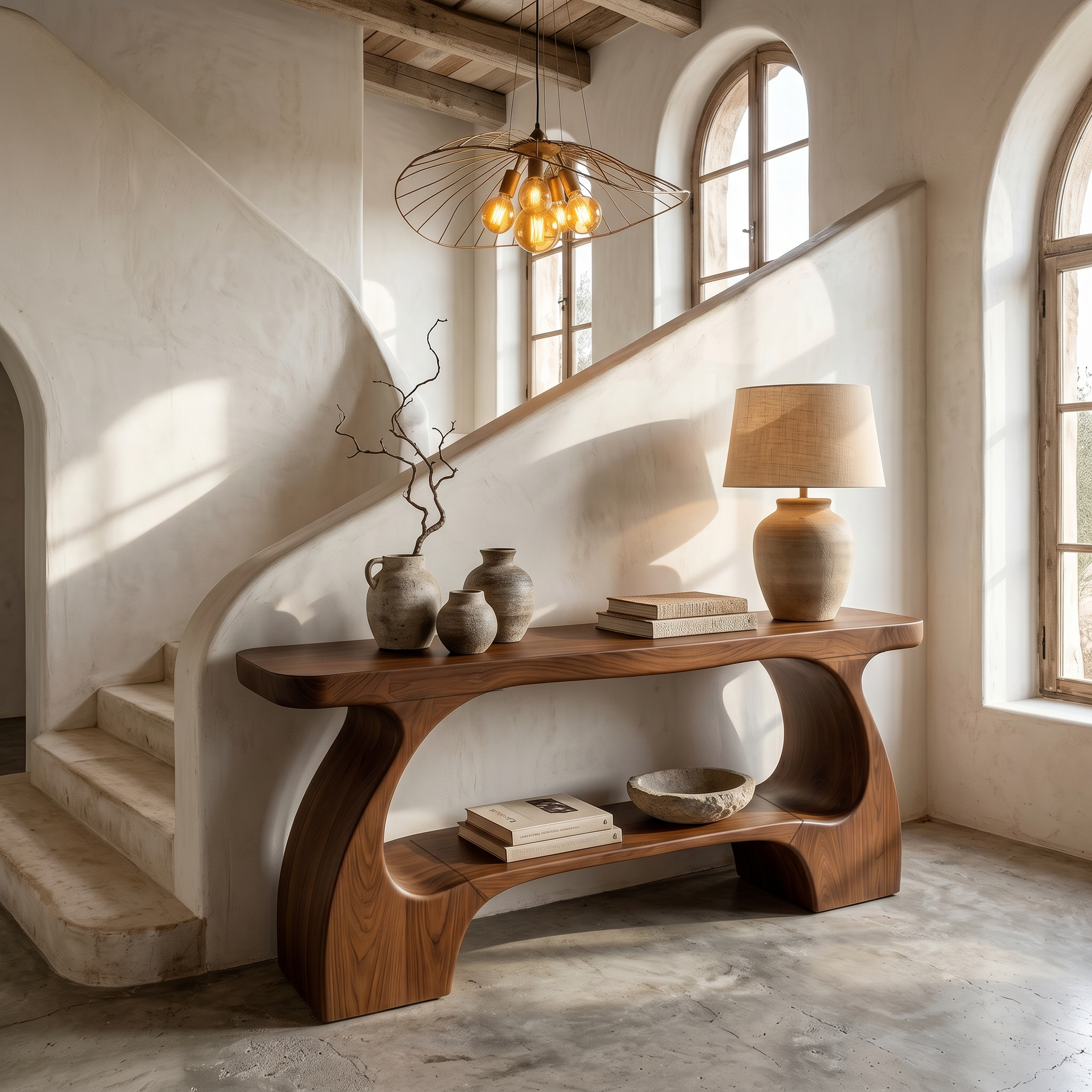 Natural Console Table With Organic Curved Silhouette For Entryway - view 6 of 8