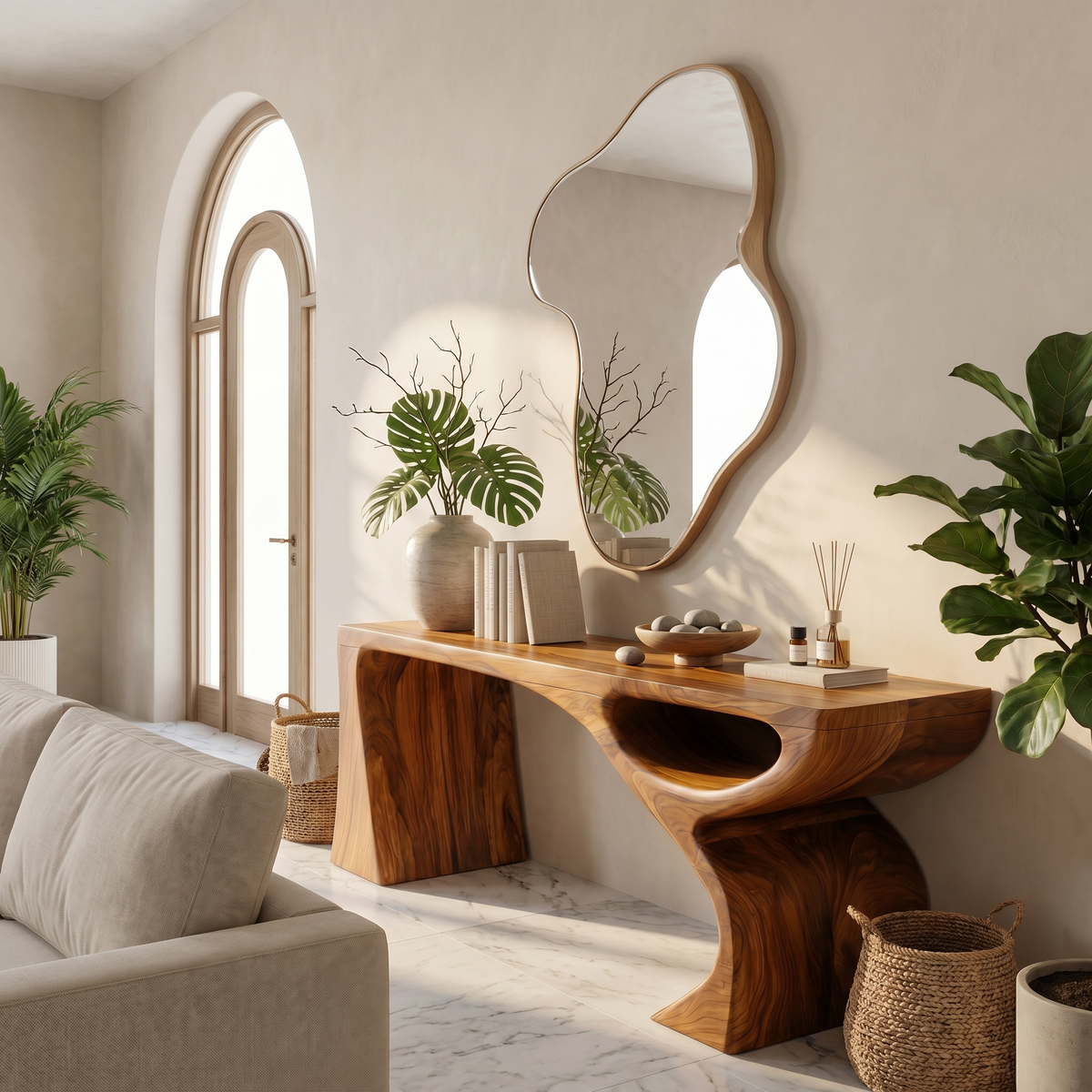 Contemporary Console Table With Fluid Open Structure For Entryway - view 6 of 8