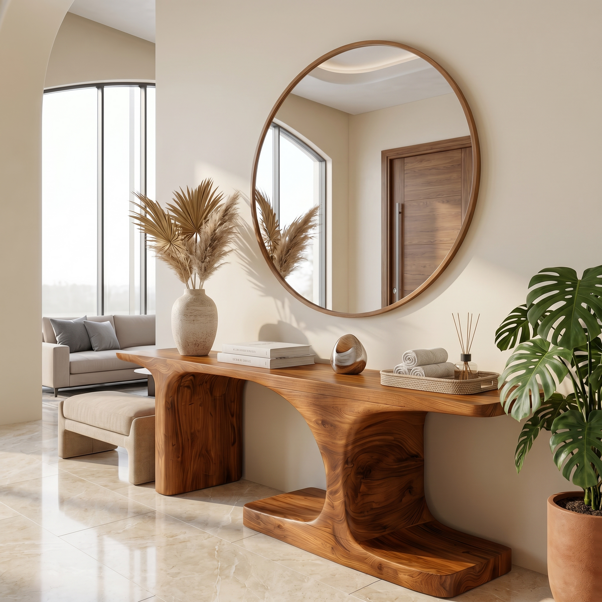 Organic Console Table With Sculptural Arched Form For Entryway - view 6 of 8