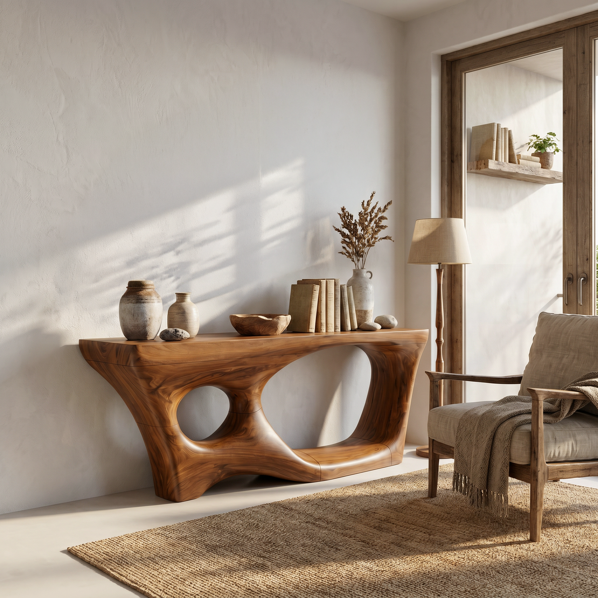 Contemporary Console Table With Sculptural Curved Design For Hallway - view 6 of 8