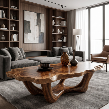 Handcrafted Live Edge Coffee Table Sculptural Design For Living Room - view 6 of 7