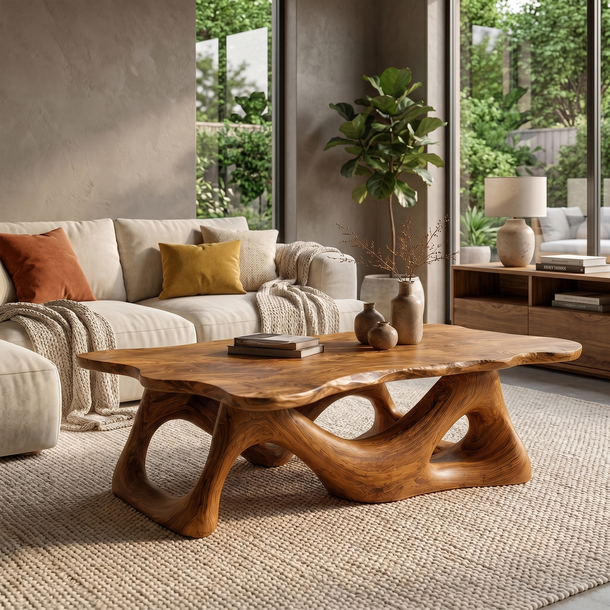 Nature Inspired Coffee Table Sculptural Ring Base For Living Room - view 6 of 8