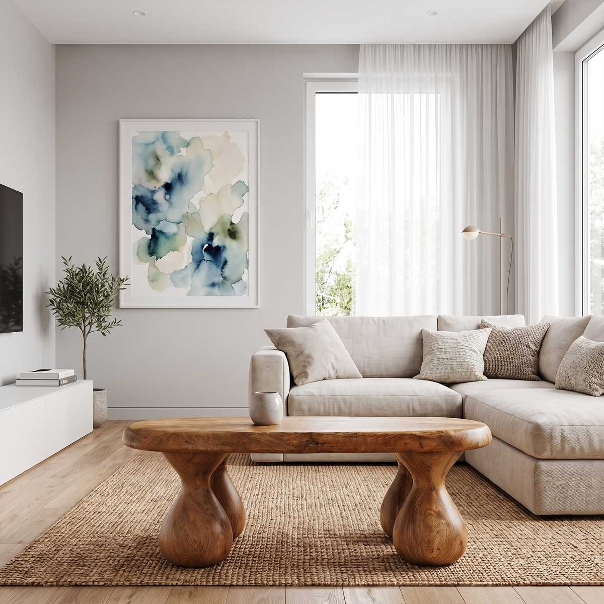 Rustic Coffee Table With Handcrafted Sculptural Wood Design For Living Room - view 3 of 8