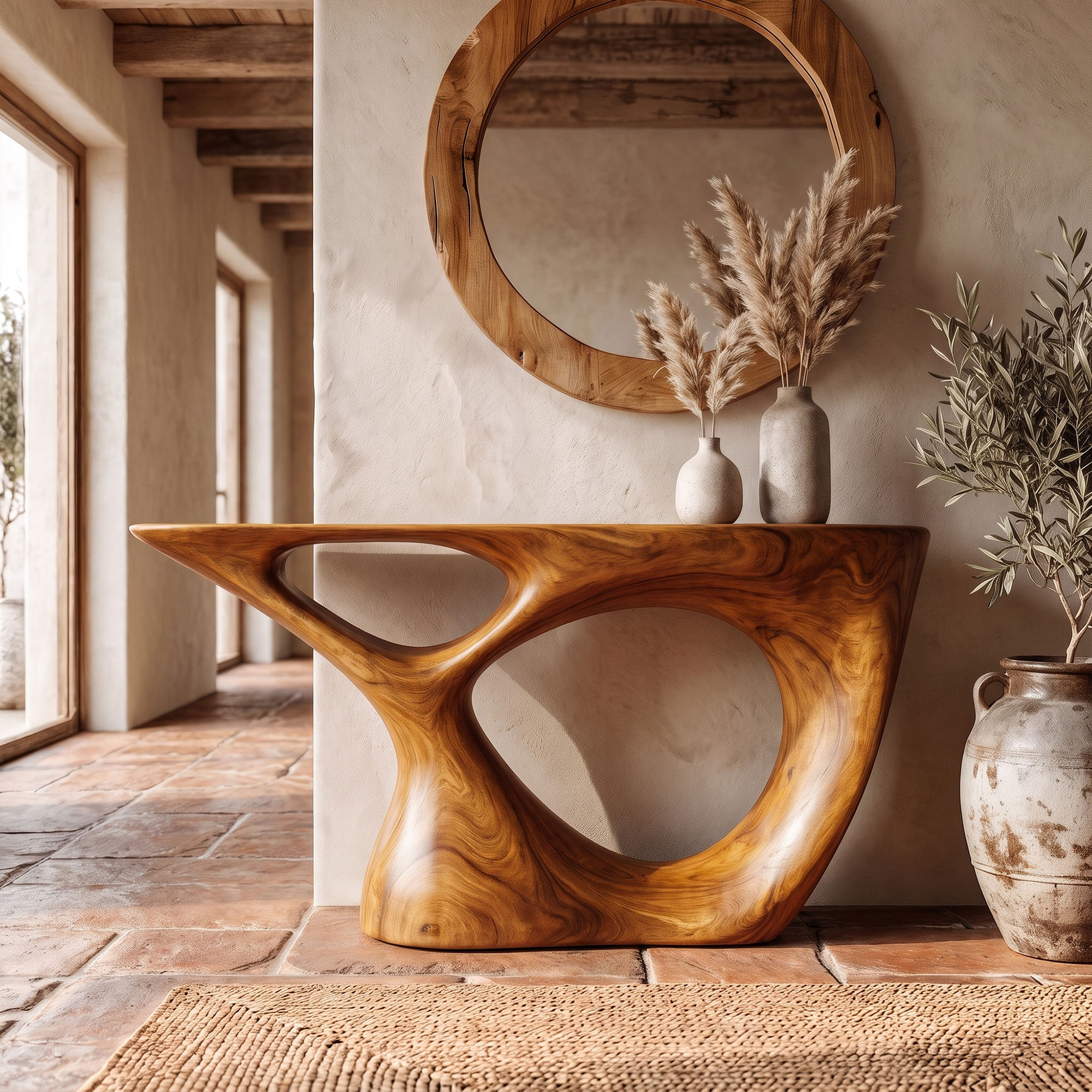 Sculptural Console Table With Curved Base For Entryway - view 6 of 8