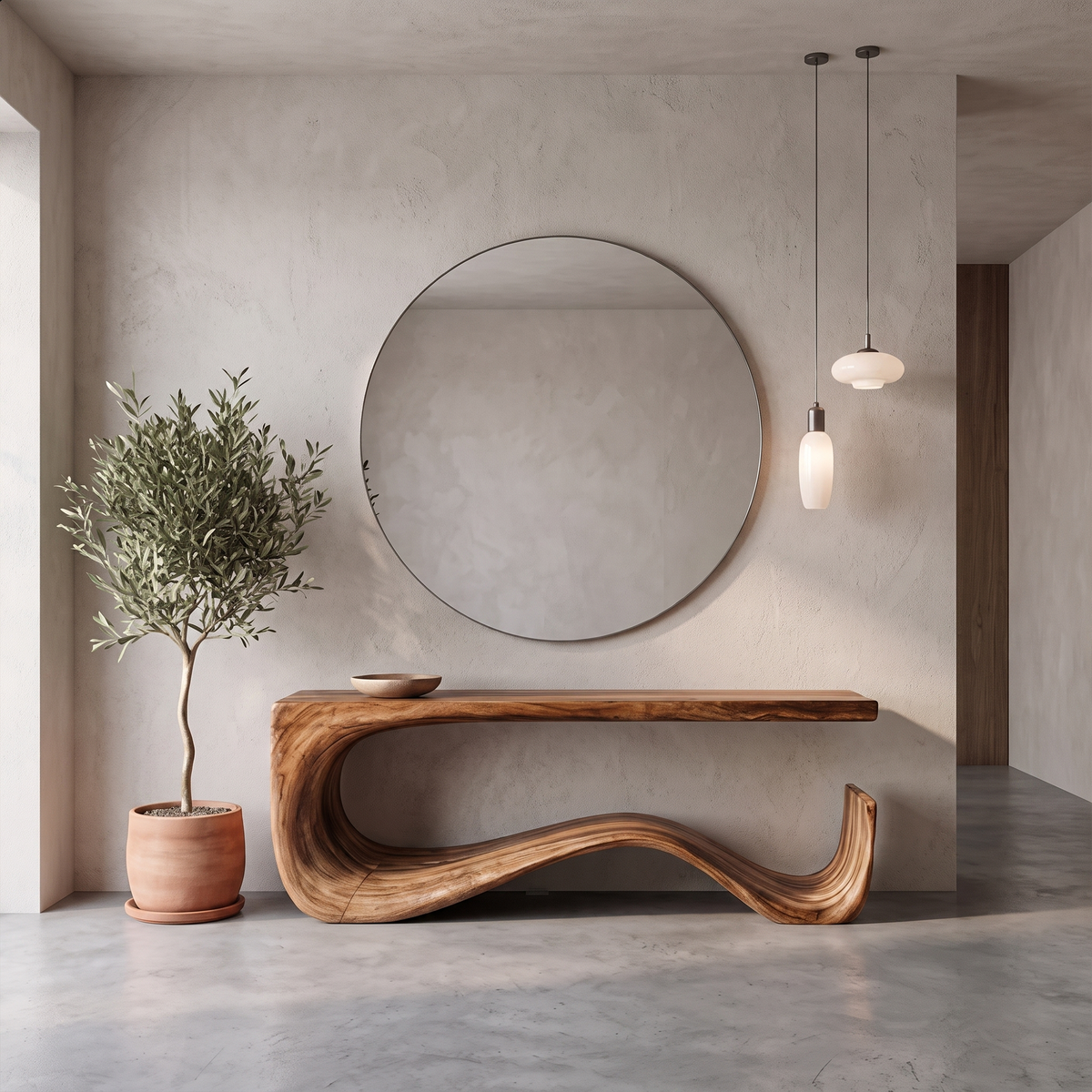 Rustic Console Table With Handcrafted Curved Wood Design For Entryway - view 6 of 8