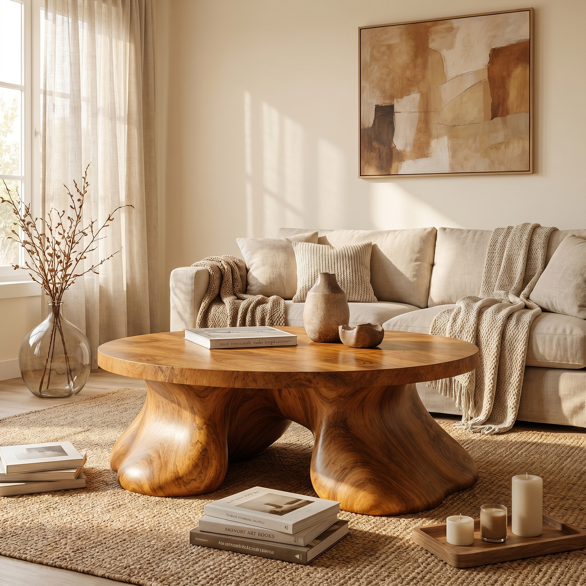 Sculptural Coffee Table With Organic Freeform Top For Living Room - view 6 of 8