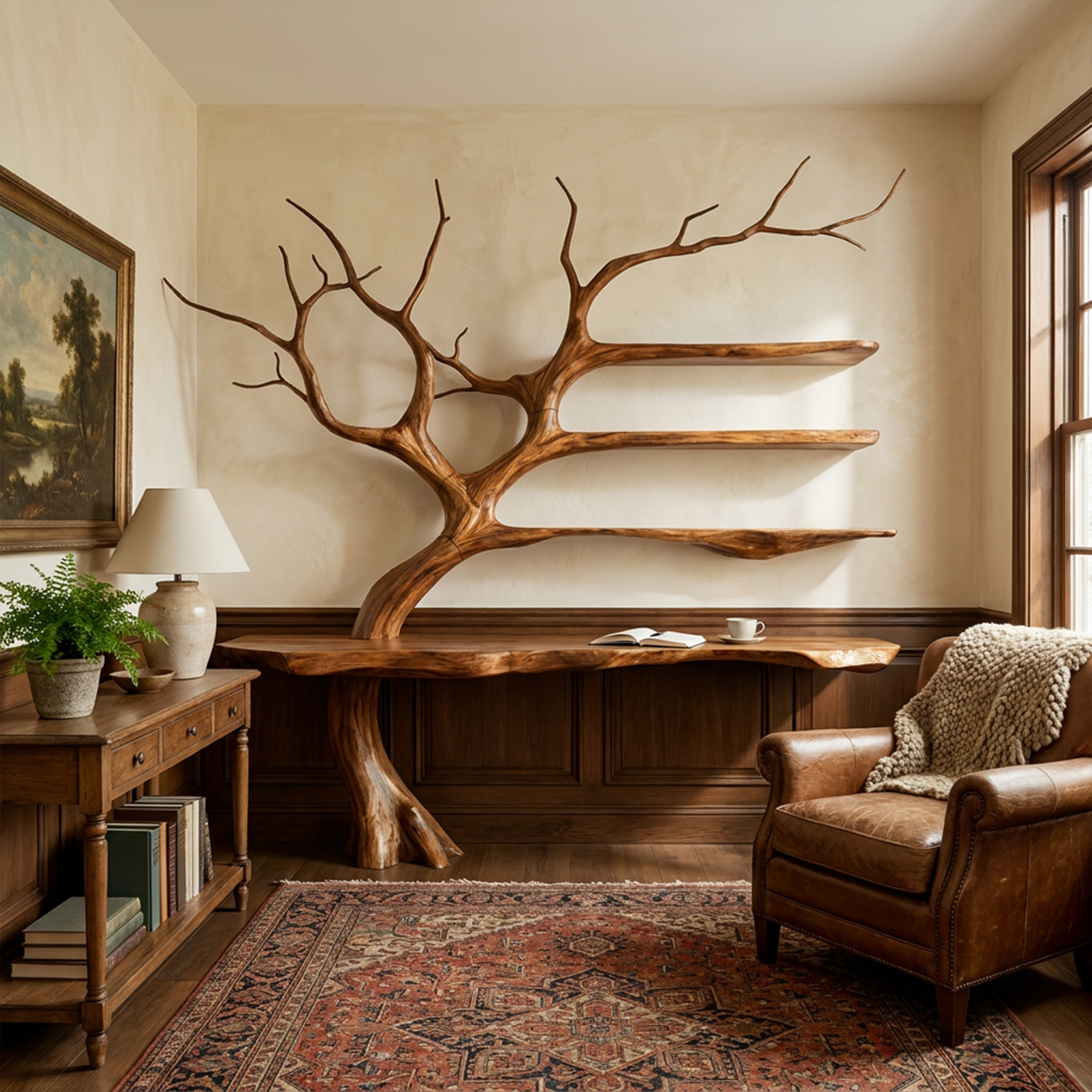 Rustic Console Table Artistic Tree Branch Reading Room - view 6 of 8