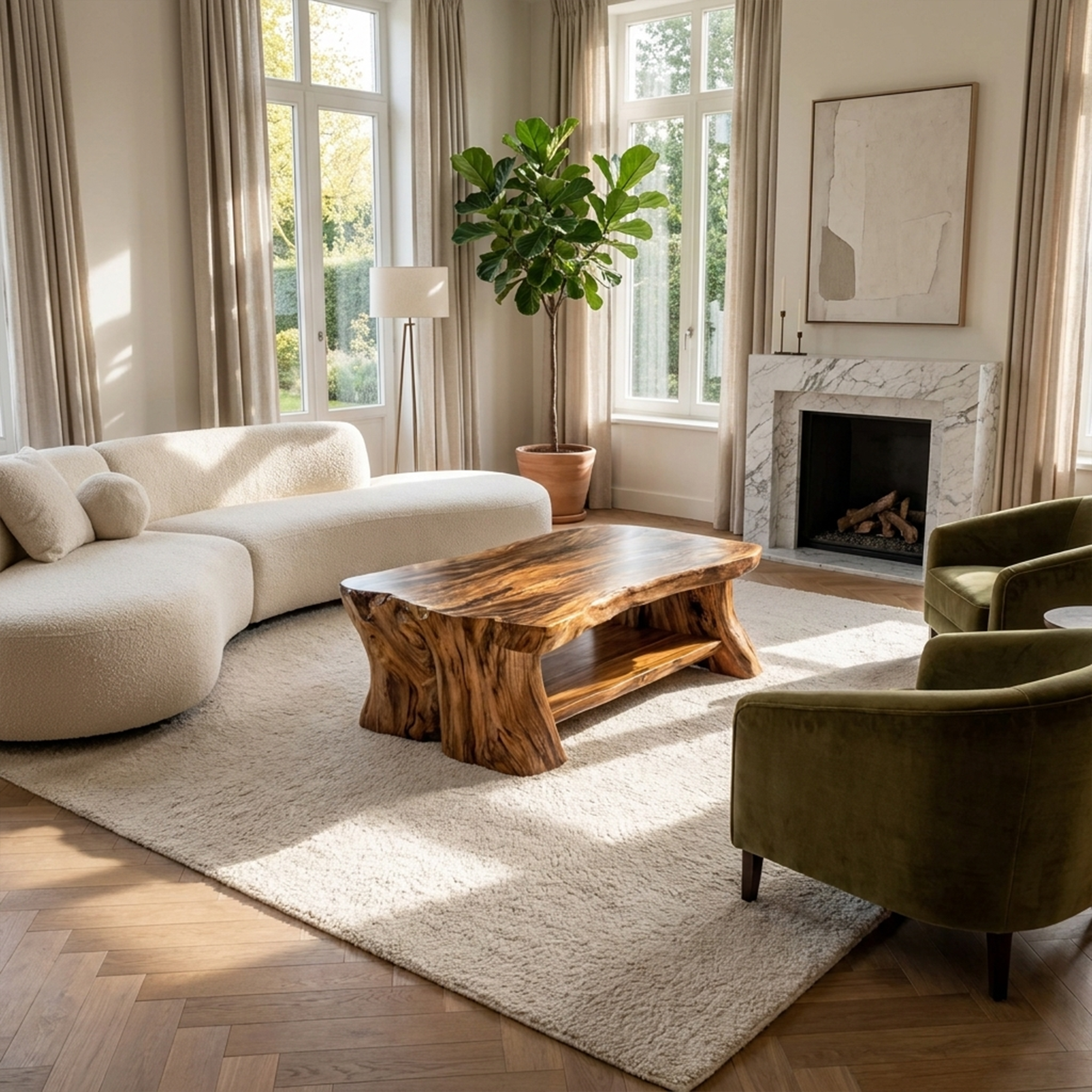 Rustic Slab Wood Coffee Table Living Room - view 6 of 8