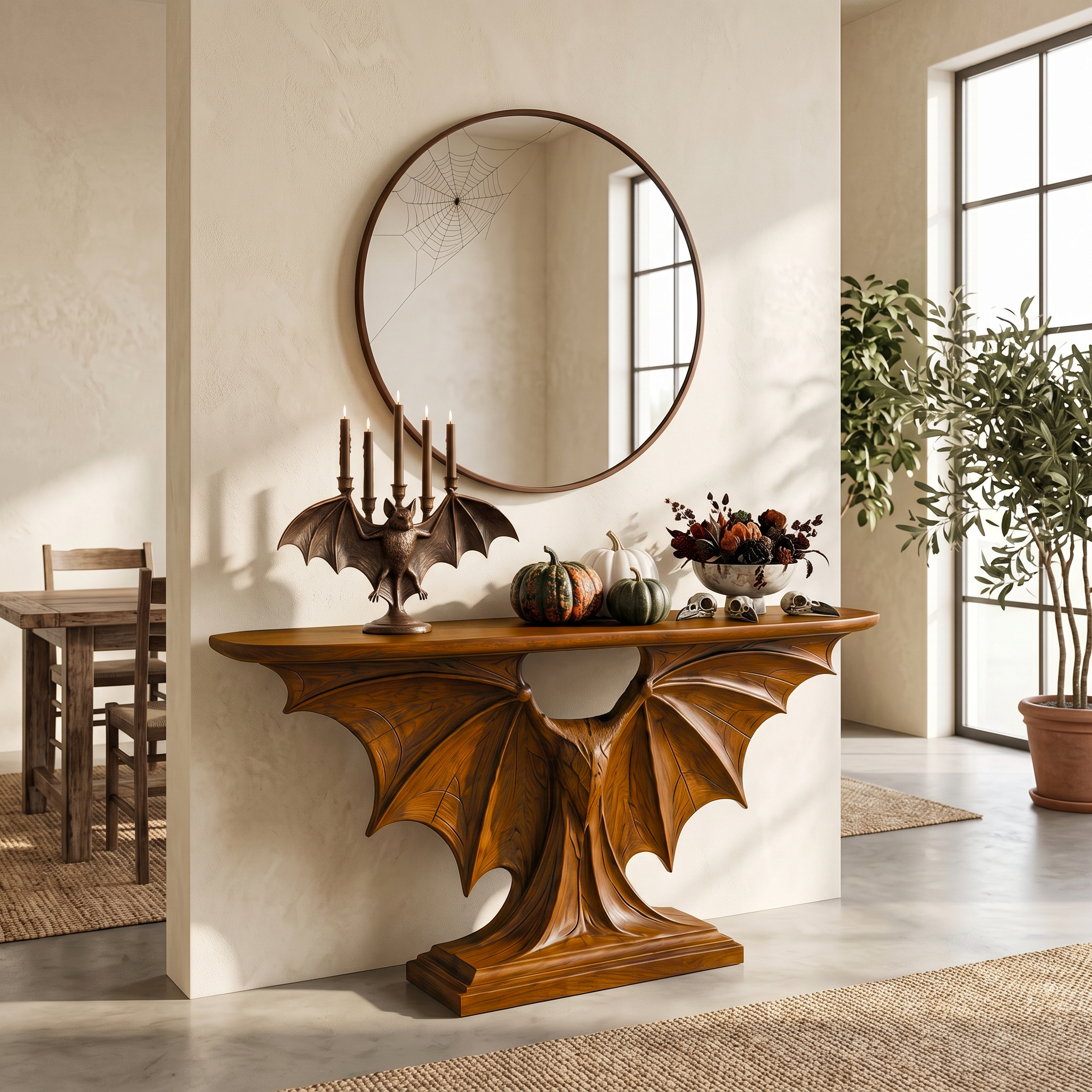 Modern Console Table Handcrafted Sculptural Design For Living Room Entryway - view 6 of 8