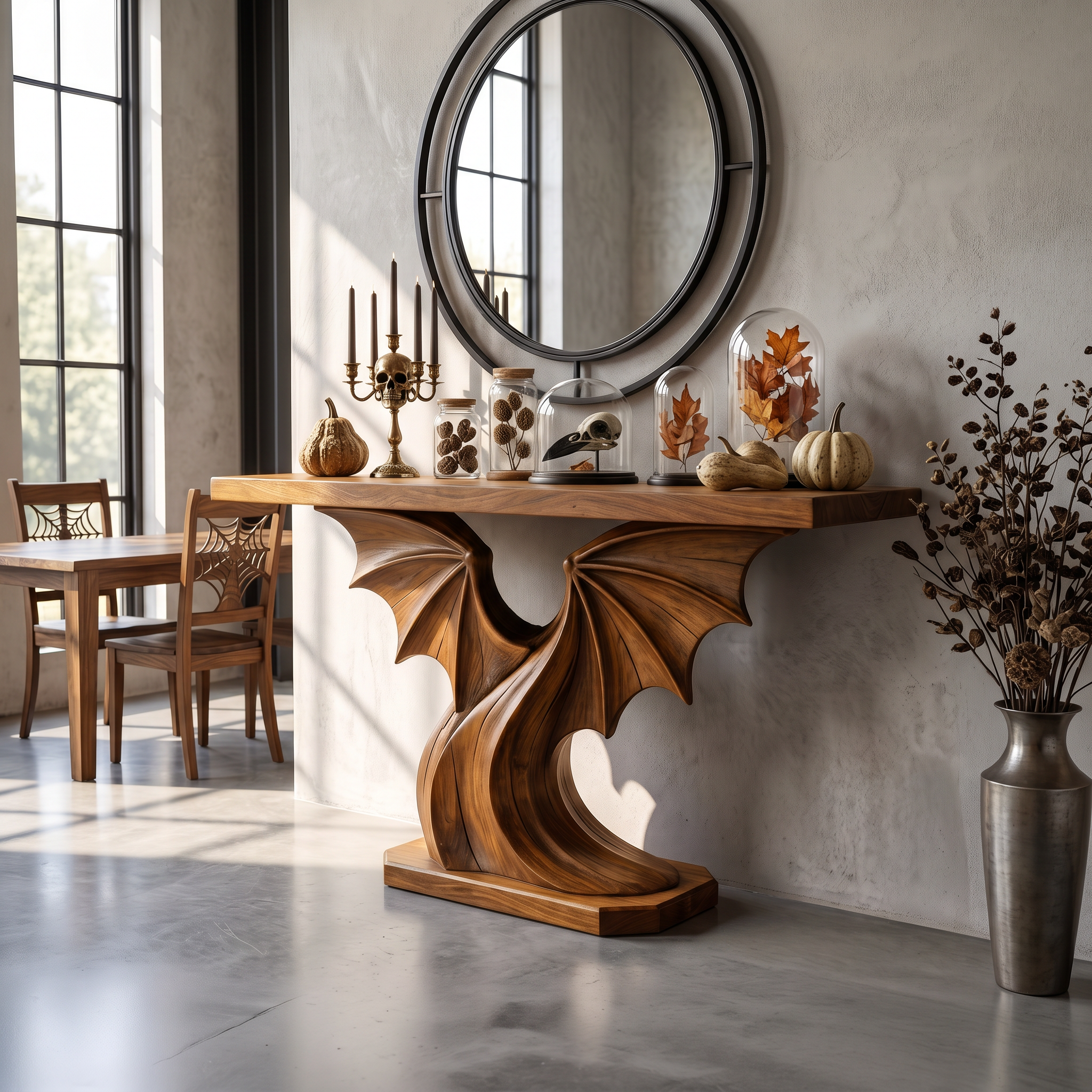 Modern Console Table Handcrafted Organic Sculptural Design For Entryway Hallway - view 6 of 8