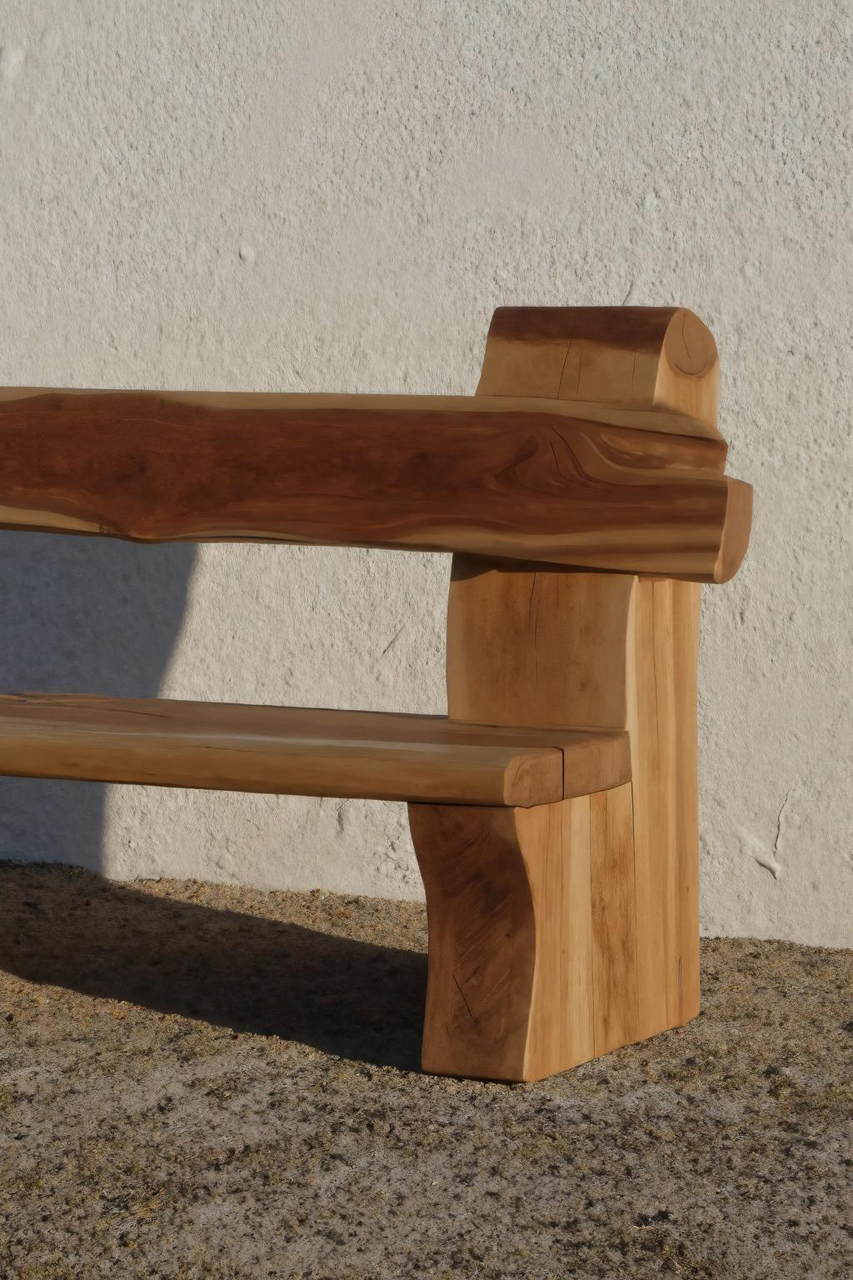 Rustic Live Edge Bench With Natural Finish For Yard Or Porch - view 4 of 7