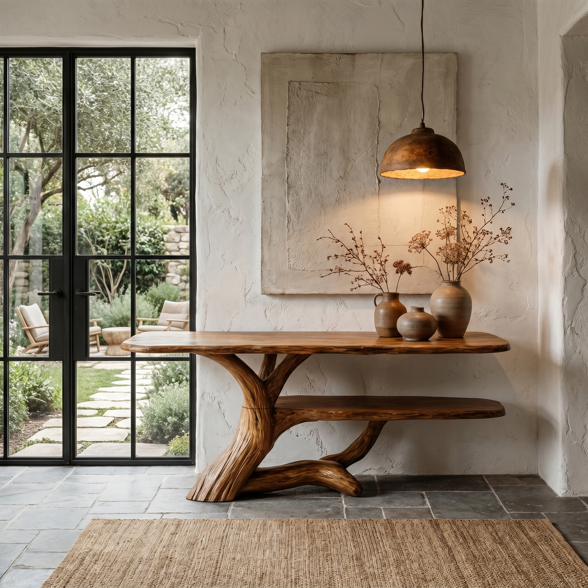Nature Inspired Console Table With Open Shelf Storage For Living Room - view 6 of 8
