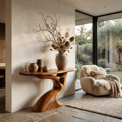 Tree Inspired Console Table With Sculptural Wood Structure For Hallway - view 6 of 8