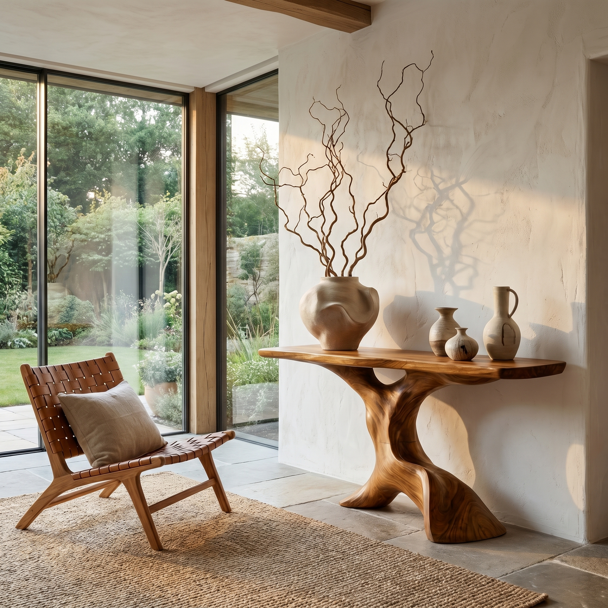 Rustic Console Table With Handcrafted Tree Root Base For Entryway And Living Room - view 6 of 8
