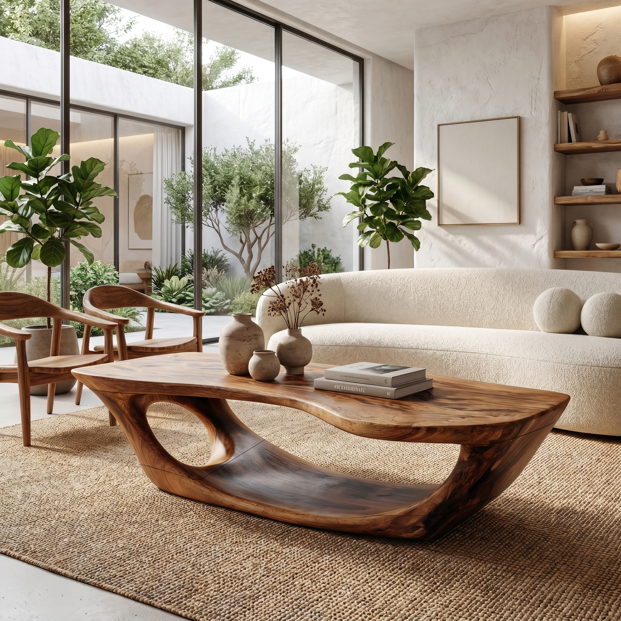 Wabi Sabi Coffee Table With Handcrafted Organic Wood Form For Living Room - view 6 of 8