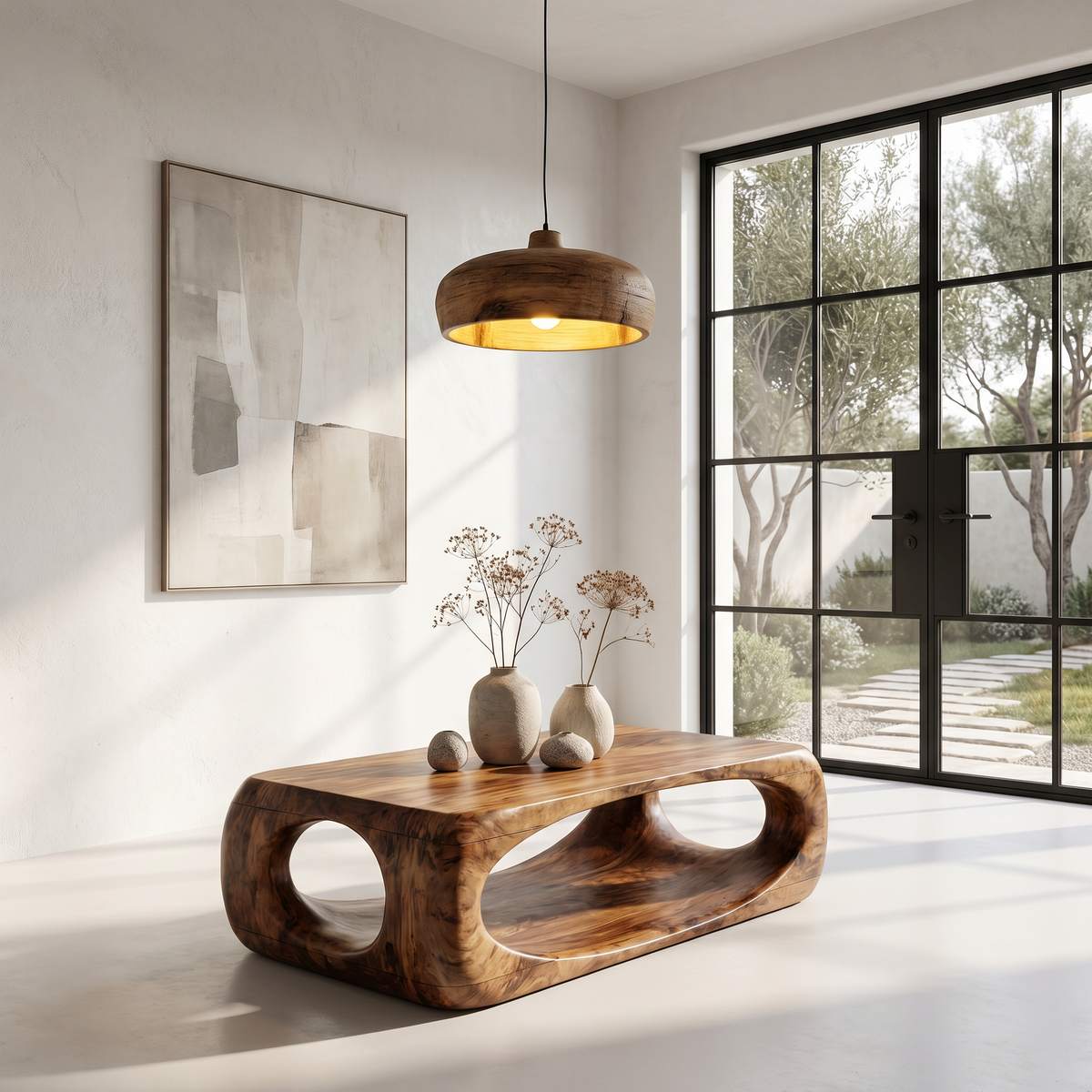 Nature Inspired Coffee Table With Flowing Open Form Base For Living Room - view 6 of 8