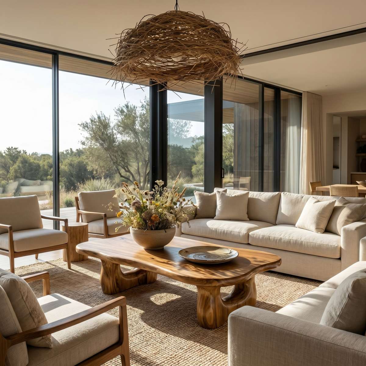 Rustic Wooden Coffee Table Natural Statement Furniture For Living Room - view 6 of 8