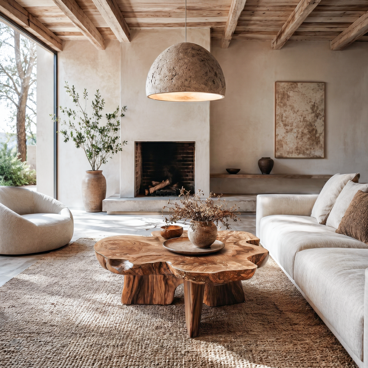 Organic Coffee Table Sculptural Wood Base For Living Room - view 6 of 8
