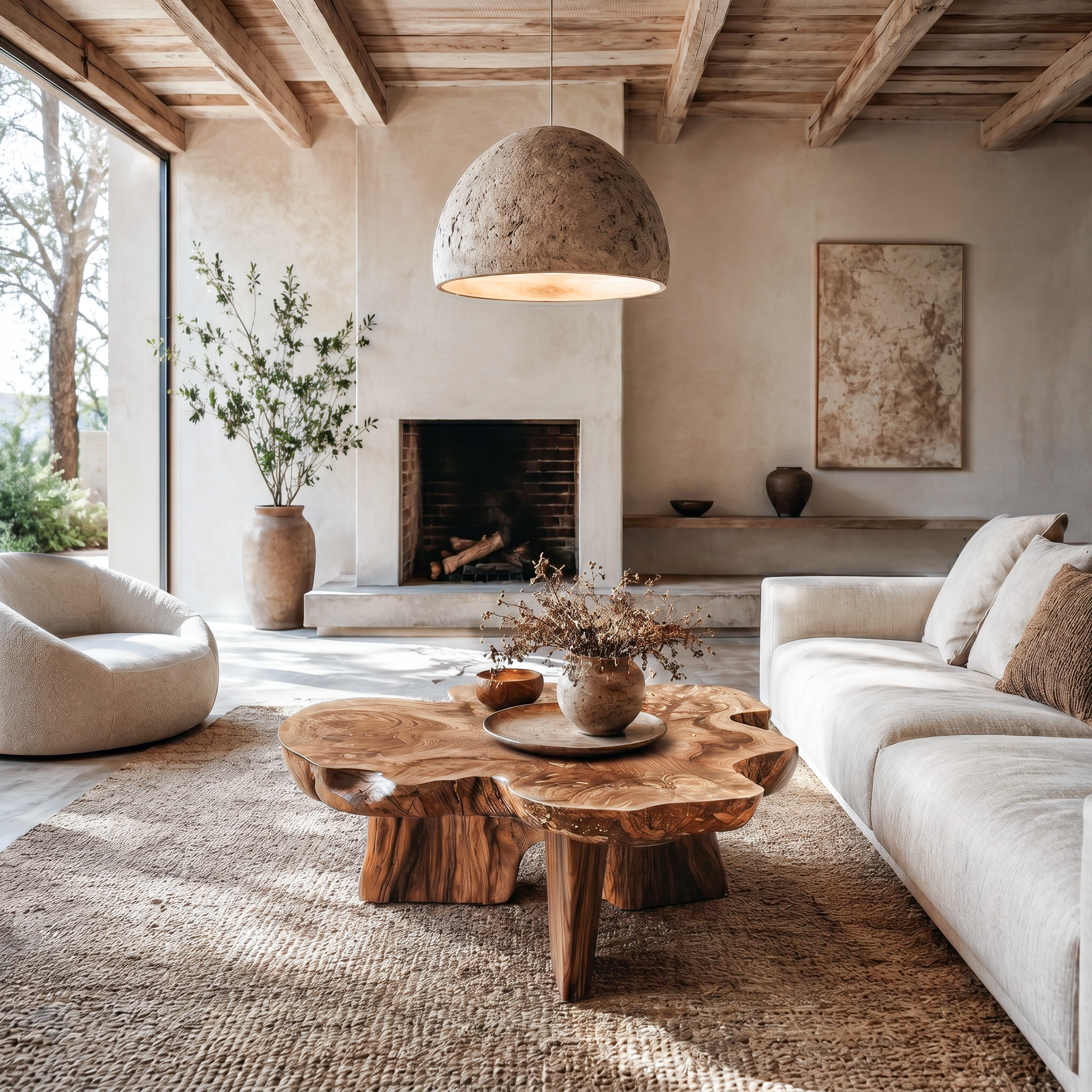Organic Coffee Table Sculptural Wood Base For Living Room - view 6 of 8