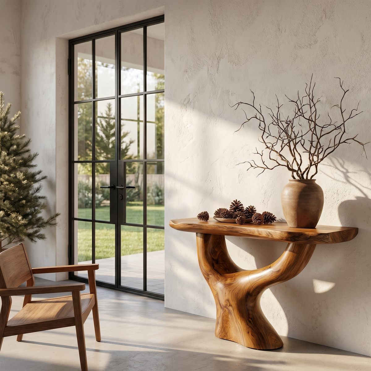 Rustic Console Table With Sculptural Tree Root Base For Entryway - view 6 of 8