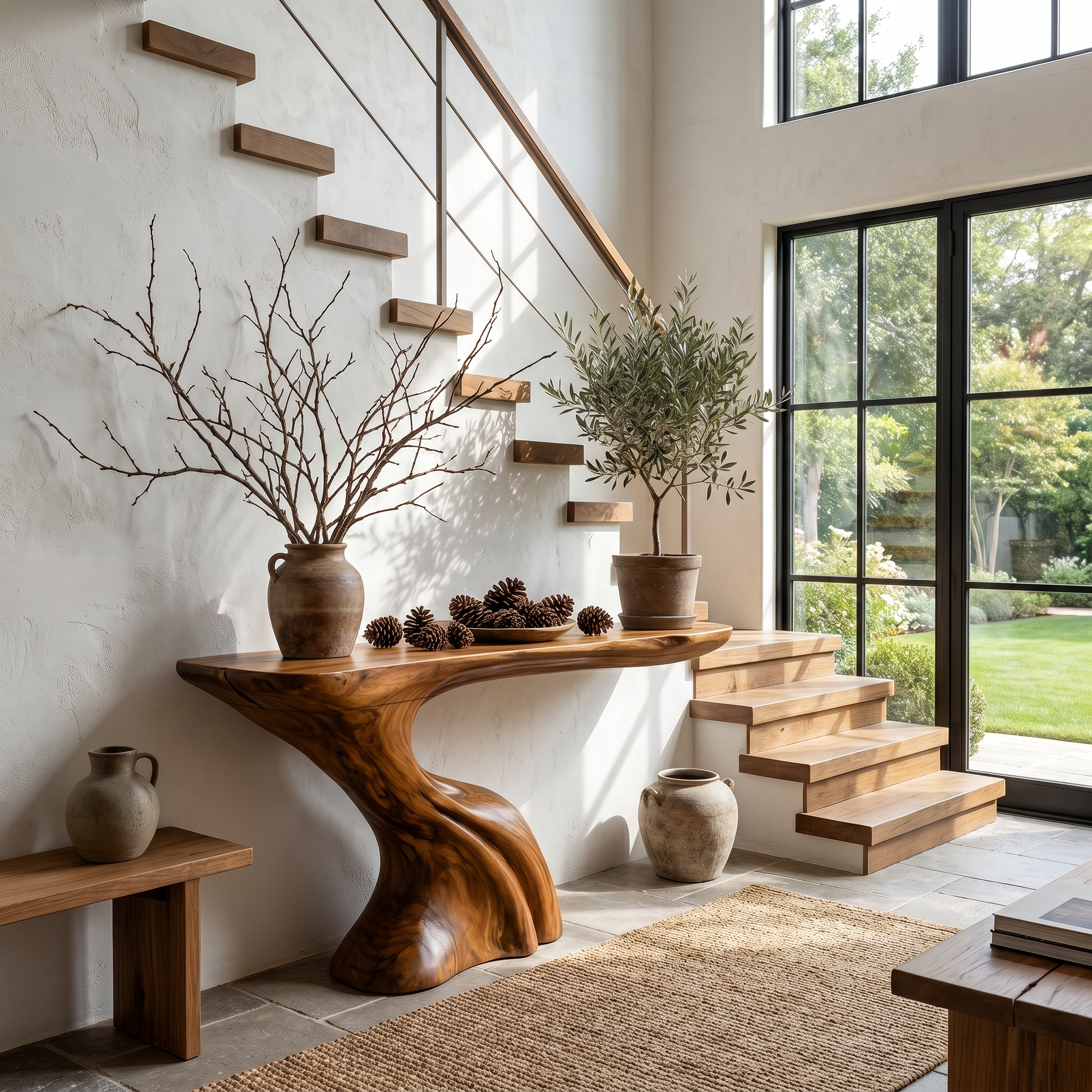 Nature Inspired Console Table With Artistic Tree Structure For Living Room - view 6 of 8