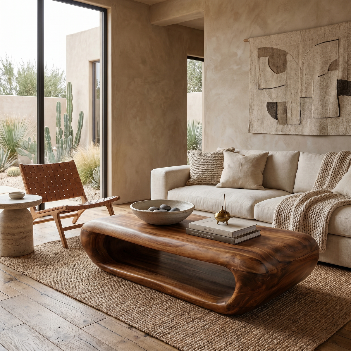Organic Coffee Table With Open Storage For Living Room - view 6 of 8
