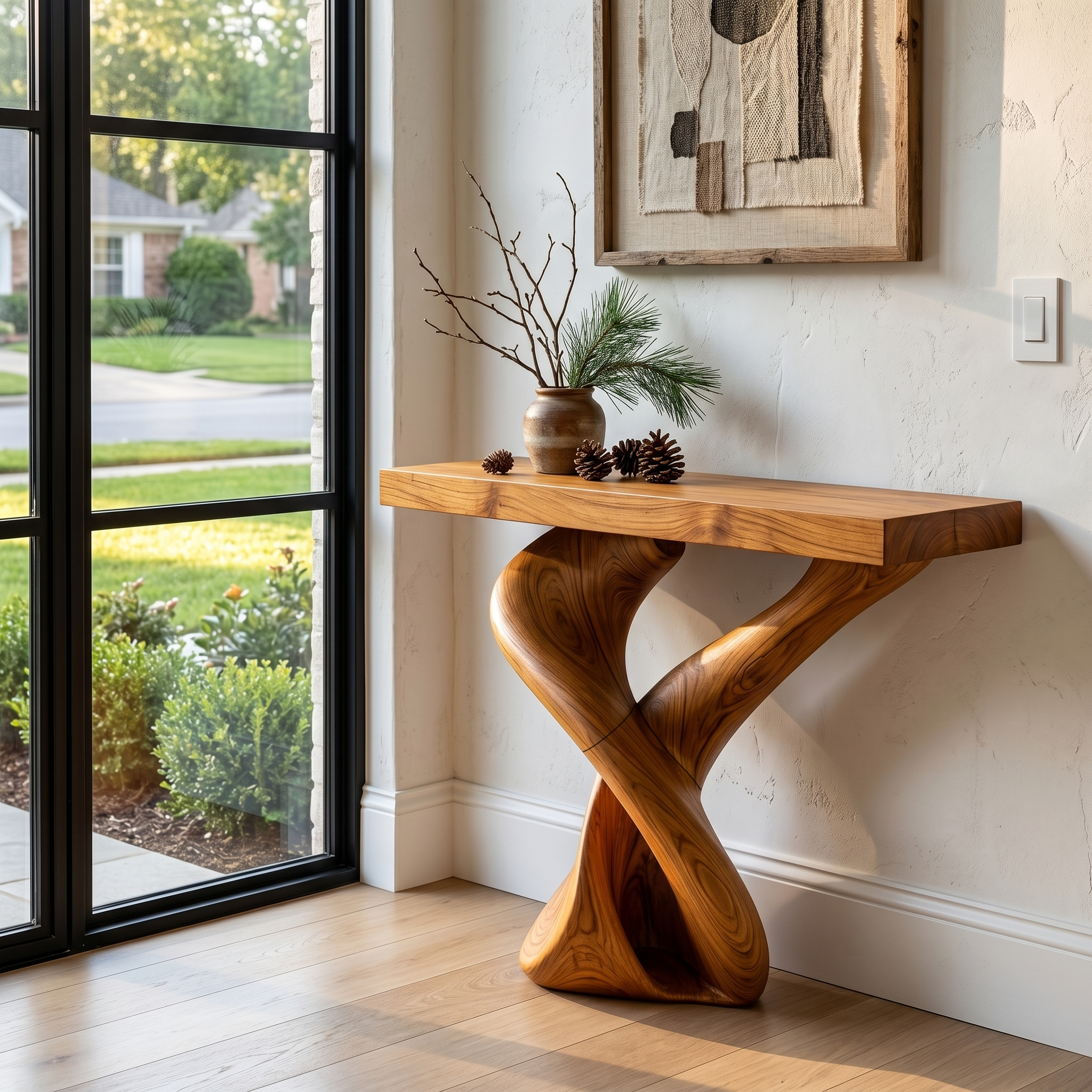 Organic Sculptural Console Table With Artistic Curved Base For Entryway - view 6 of 8