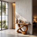 Modern Console Table With Twisted Ribbon Wood Base For Entryway - view 6 of 8