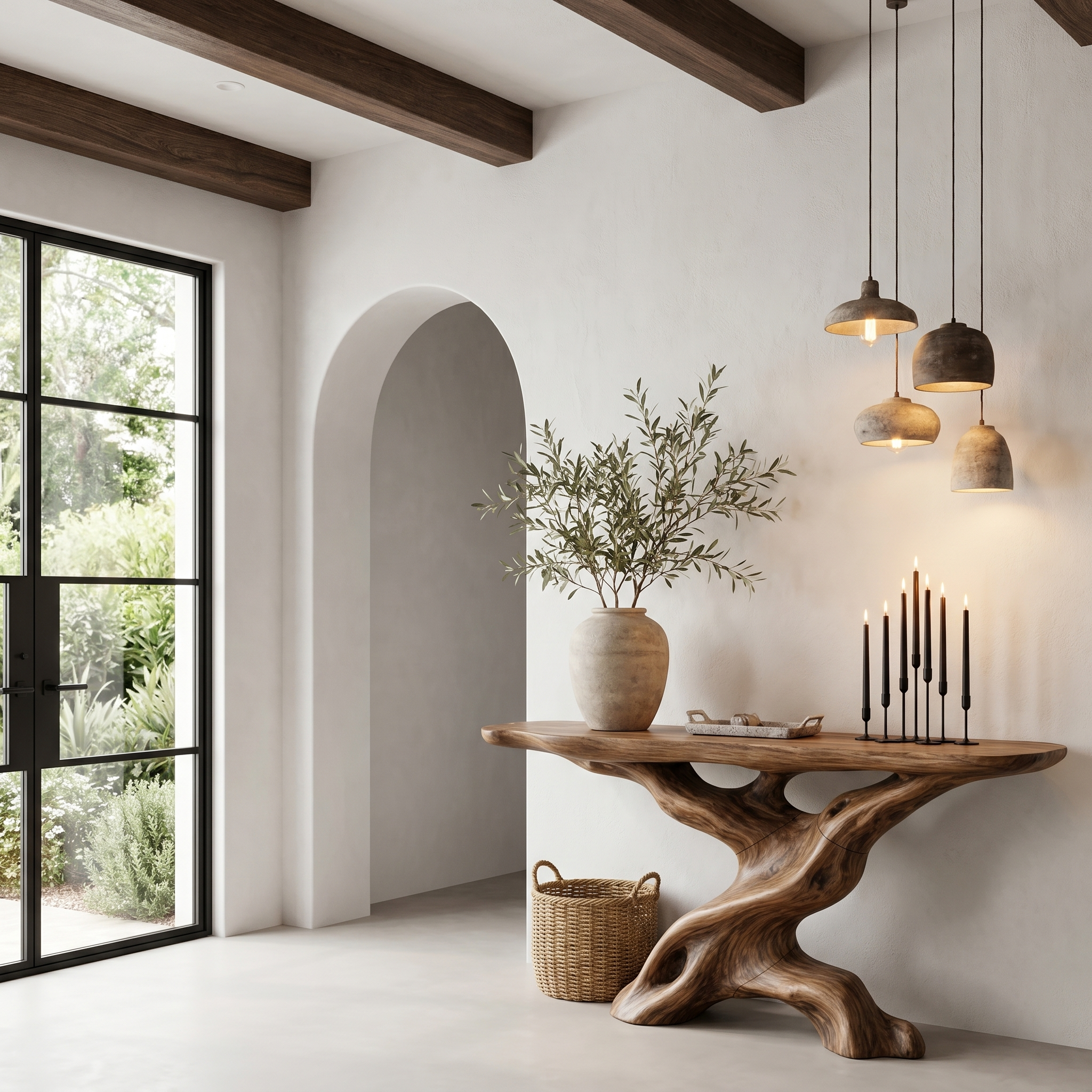 Live Edge Console Table With Unique Sculptural Base Design For Living Room - view 6 of 8
