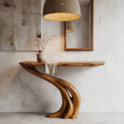 Organic Curved Console Table With Soft Flowing Wood Base For Entryway And Living Room - view 6 of 8