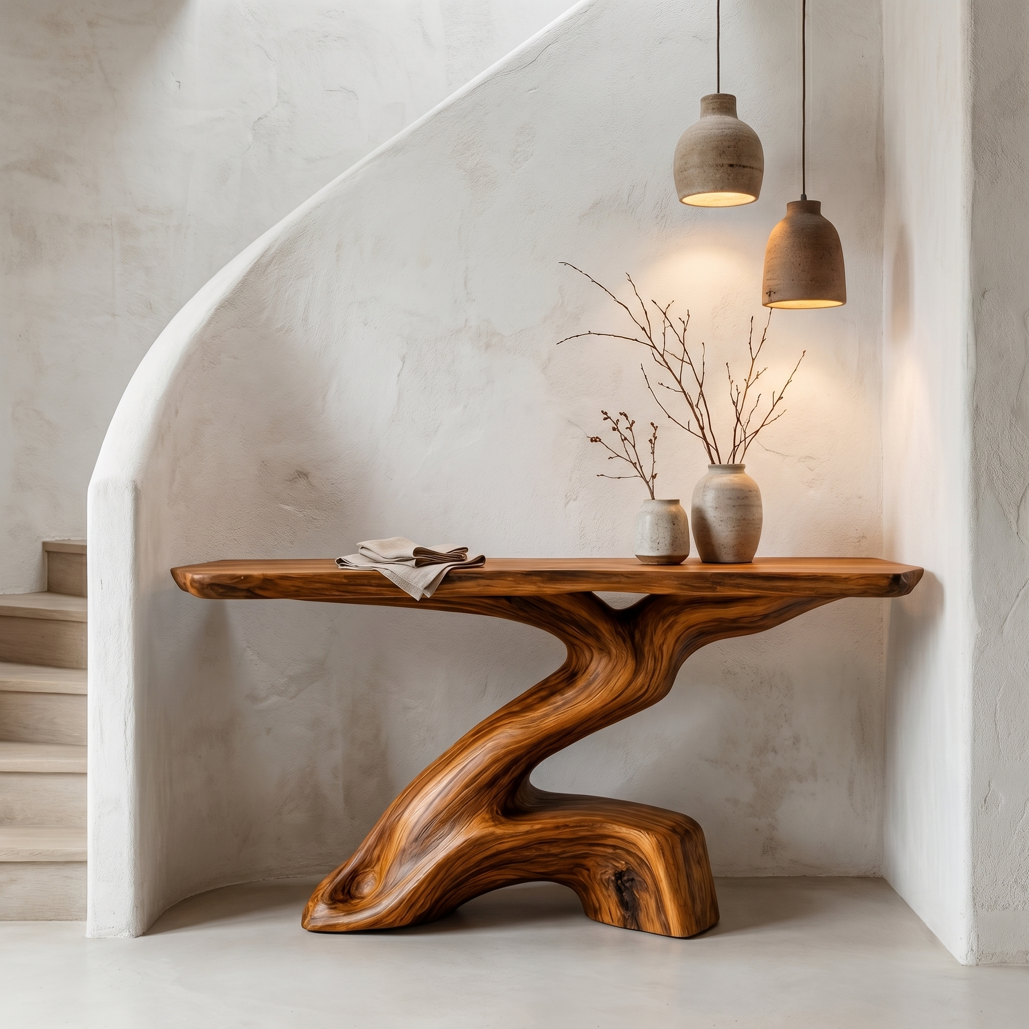 Rustic Console Table With Sculptural Tree Root Base And Solid Wood Top For Entryway And Living Room - view 6 of 8