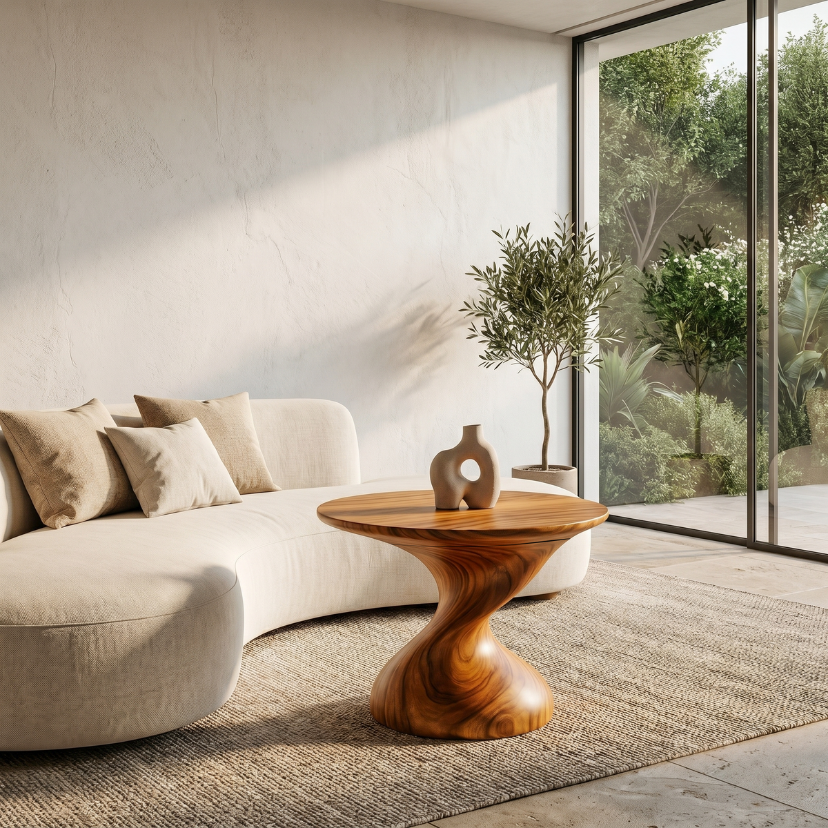 Organic Sculptural Side Table With Twisted Pedestal Base For Living Room And Bedroom - view 6 of 8