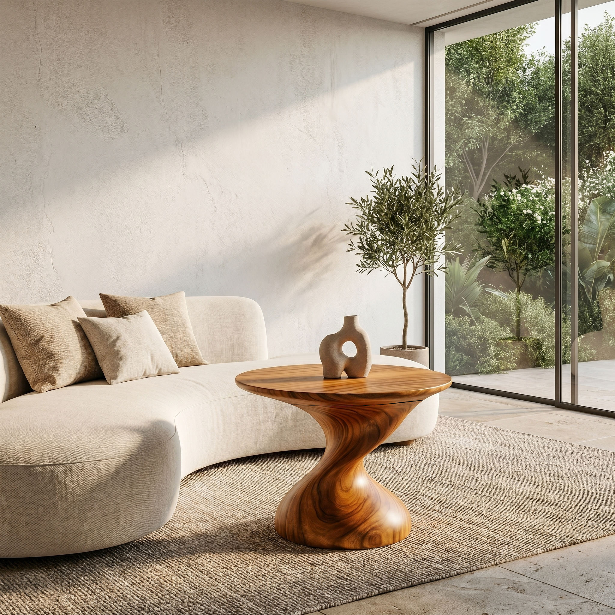 Organic Sculptural Side Table With Twisted Pedestal Base For Living Room And Bedroom - view 6 of 8