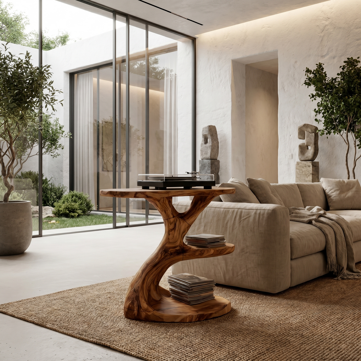 Modern Organic Side Table With Multi Level Wood Shelves For Living Room And Bedroom - view 6 of 8